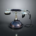 Retro Vintage Telephone With Metal Base Curved Receiver And Coiled Cord