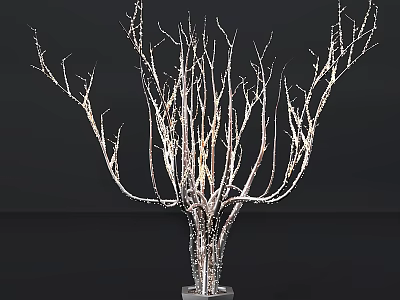 Ground with Silver Branches on Transparent Base Against Black Background 3d model