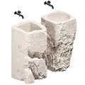 Pedestal Washbasins Featuring Natural Stone Texture And Artistic Rough Surface Design