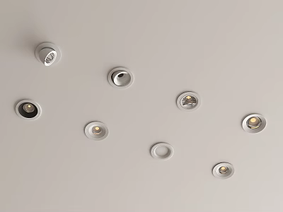 Modern Ceiling Lighting Design With Multiple Recessed Lights And Spotlights For Home Interior 3d model