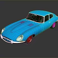 Bright Blue Classic Sports Car With Sleek Body And Reflective Surface