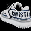 White Dior Shoes With Blue Ribbon Laces And Pleated Design Thick Sole