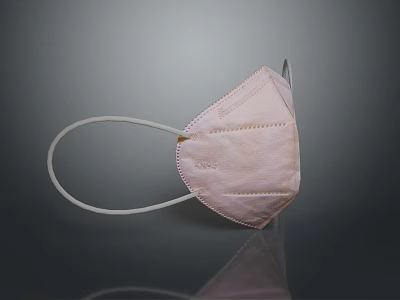 Pink Foldable Protective Face Mask With Elastic Ear Loops For Daily Use 3d model