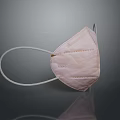Pink Foldable Protective Face Mask With Elastic Ear Loops For Daily Use 3d model