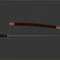 Traditional Sword With Red Scabbard Brown Hilt And Silver Blade On Gray Background With Reflection