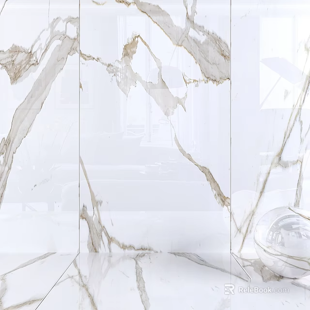 Modern Marble Kitchen Components With Wall Panels Countertops And Island 3d model 