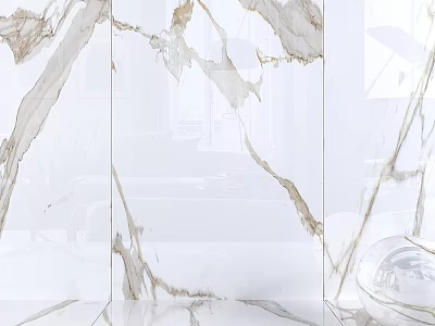 Modern Marble Kitchen Components With Wall Panels Countertops And Island 3d model
