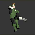 Green Lantern Action Figure In Green Black Costume With Mask And Dynamic Pose