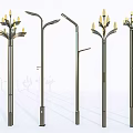 Outdoor Lights Featuring Various Metal Pole Designs And Decorative Multi Lamps