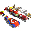 Electric Toys Assorted Collection Featuring Colorful Toy Cars Bicycles Rocking Horses