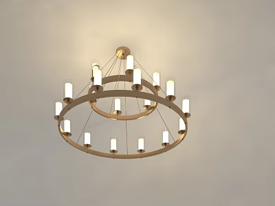 Modern Circular Chandelier with Multiple Rings and Metal Frame LED Lights 3d model