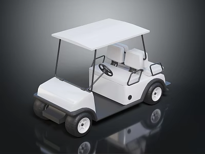 White Golf Cart With Roof Seats And Wheels For Golf Course Transportation 3d model