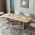 Restaurant Dining Table and Chair Combination Long Table Dining Chair Dining Table 3d model