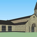 Classical Style Commercial Complex With Stone Exterior Clock Tower And Arched Windows