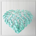 Turquoise Glass Heart Shaped Chandelier with Petal Like Design Hanging in Modern Interior