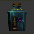 Enchanted Teal Blue Potion Bottle With Gold Accents Brown Cork And Purple Gem