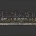 Stone Garden Bench With Ornate Metal Railings And Decorative Design