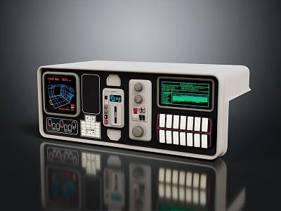 Modern Bolter Control Panel With Dual Display Screens And Tactile Buttons 3d model