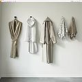 Soft Absorbent Bathrobes And Towels Hanging On Wall For Daily Use