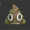 Cute Poop Shaped Cartoon Decorative Ornament Set With Big Eyes Smiling Face And Brown Color