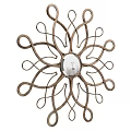 Decorative Metal Frame Mirror With Intricate Curved Patterns And Circular Center 3d model