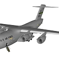 US Air Force C17 Globemaster III Military Transport Aircraft with Four Engines and Tail Fin