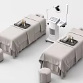Two Comfortable Massage Beds With Stools And Beauty Equipment In Spa Room
