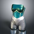 Shiny Green Metallic Corset With Silver Shorts Fashion Apparel Design