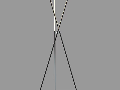Modern Minimalist Floor Lamp With Black Tripod Stand And Slim White Central Pole Design 3d model