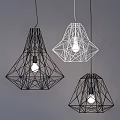 Modern Geometric Chandeliers with Black and White Wireframe Hanging Pendant Lights 3d model