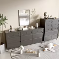 Modern Entryway Cabinet And Side Cabinet With Gray Drawers Plant Decor And Round Rug