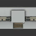 Vintage Control Console with Monitor Keyboard and Control Panels on Cabinet Structure Design