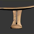 Handcrafted Wooden Stool With Curved Top Cylindrical Base And Twisted Rope Detail