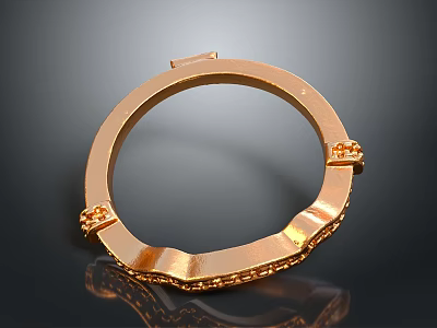 Golden Circular Living Product With Decorative Metallic Ring And Intricate Edge Details 3d model