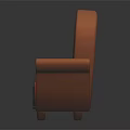 Orange And Brown Upholstered Armchair With Curved Backrest And Armrests Modern Furniture Design