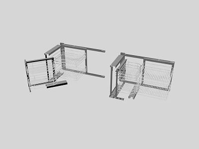 Stainless Steel Pull Out Kitchen Storage Baskets For Cabinet Organization 3d model