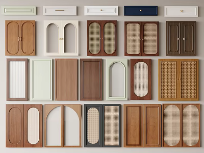 Various Cabinet Door Designs With Different Materials And Styles For Home Interiors 3d model