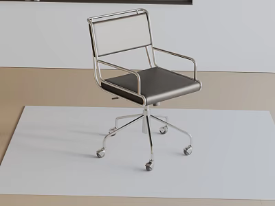 Modern Office Chair With Metal Frame Black Seat And Wheeled Base Armrests 3d model