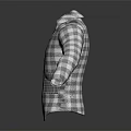 Collared Plaid Shirt Jacket With Long Sleeves Buttoned Front And Pockets