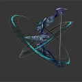 Futuristic Weapon Design Featuring Blue Purple Bow With Translucent Curved Elements