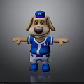 3D Cartoon Dog Wearing Blue Baseball Uniform B Cap 67 White Shorts And Blue Shoes
