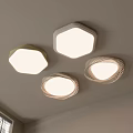 Modern Ceiling Lights With Hexagonal Round Shapes And Woven Borders In Room Interior 3d model