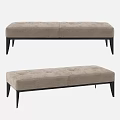 Modern Beige Upholstered Sofa Bench With Black Legs And Tufted Design 3d model