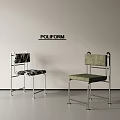 Poliform Modern Single Chair Featuring Metal Frame Green Upholstery And Patterned Fabric Design
