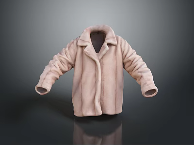 Light Pink Collared Fleece Coat With Long Sleeves For Winter Wear 3d model