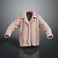 Light Pink Collared Fleece Coat With Long Sleeves For Winter Wear