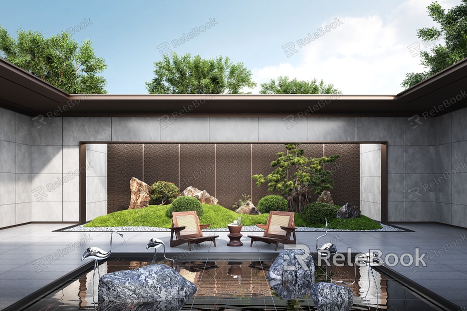 New Chinese Courtyard Courtyard Landscape model