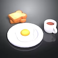 Fresh Morning Breakfast Plate With Fried Egg Toast And Coffee Cup
