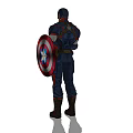 Game Movie Character Captain America in Blue Red Uniform with Star Emblem and Shield