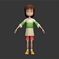 Game and Movie Character Brown Short Hair Green White Top Pink Shorts Orange Yellow Sneakers